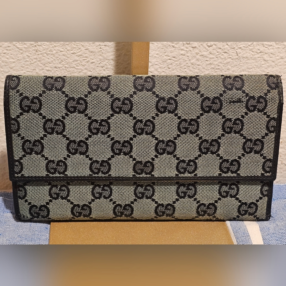 Gucci Green And Black Canvas Wallet